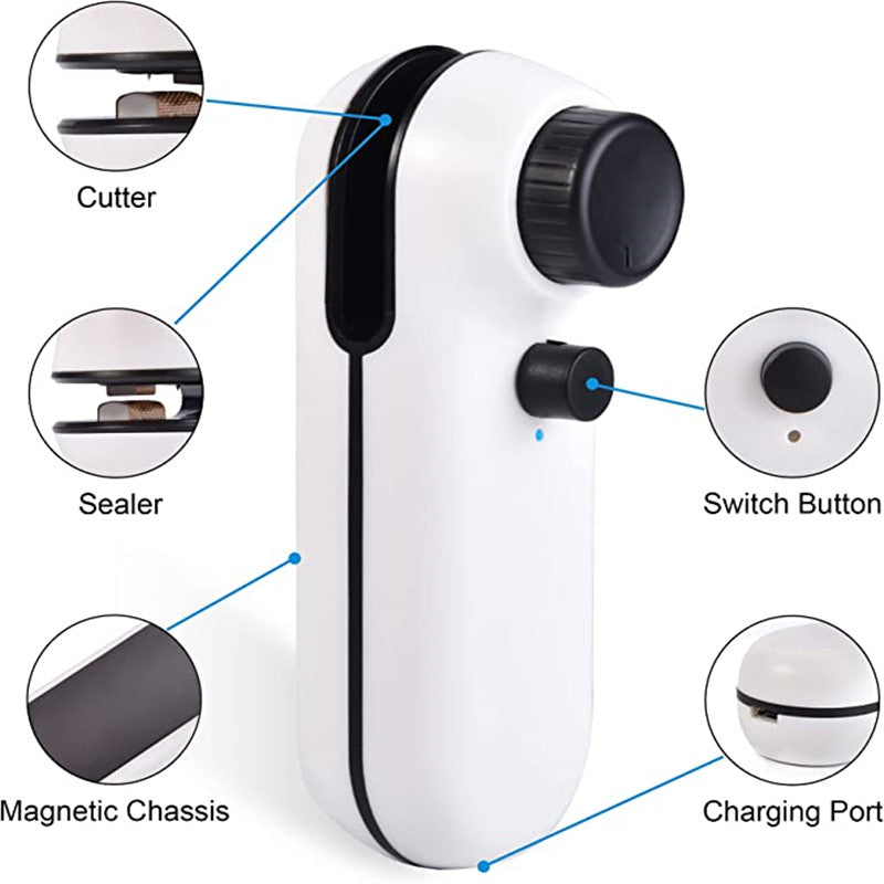 USB Rechargeable Magnetic Mini Heat Sealer, with Cutter