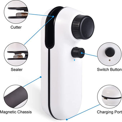 USB Rechargeable Magnetic Mini Heat Sealer, with Cutter