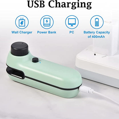 USB Rechargeable Magnetic Mini Heat Sealer, with Cutter